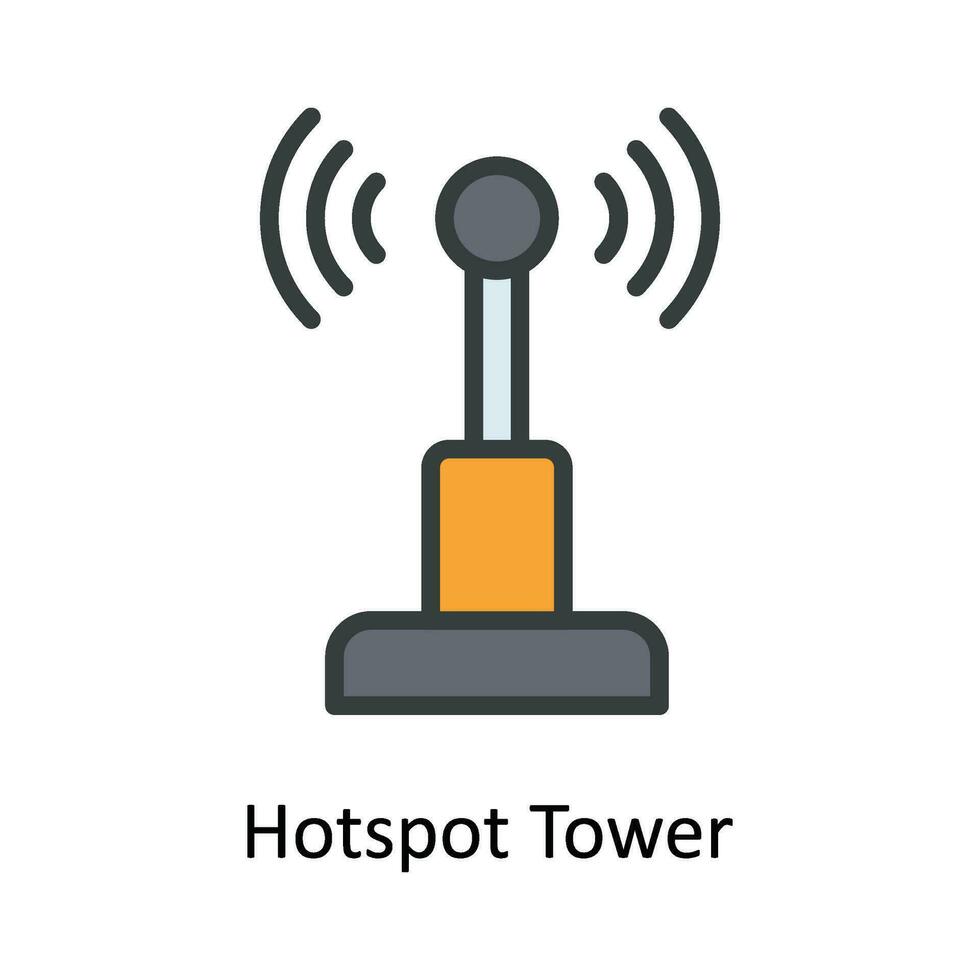 point chaud la tour vecteur remplir contour icône conception illustration. réseau et la communication symbole sur blanc Contexte eps dix fichier