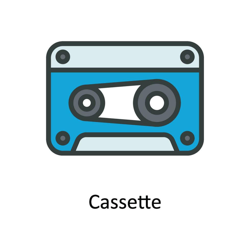 cassette vecteur remplir contour icône conception illustration. multimédia symbole sur blanc Contexte eps dix fichier