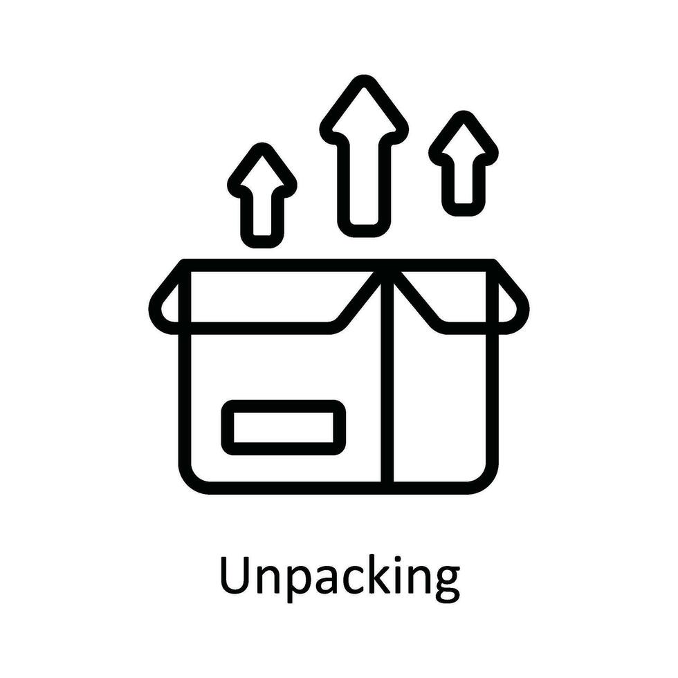 déballage vecteur contour icône conception illustration. livraison et livraison symbole sur blanc Contexte eps dix fichier