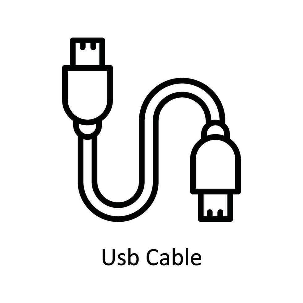 USB câble vecteur contour icône conception illustration. réseau et la communication symbole sur blanc Contexte eps dix fichier