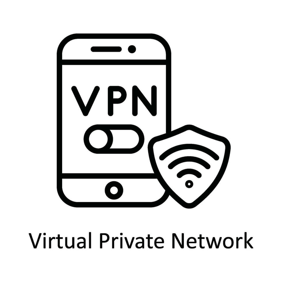 virtuel privé réseau vecteur contour icône conception illustration. cyber Sécurité symbole sur blanc Contexte eps dix fichier