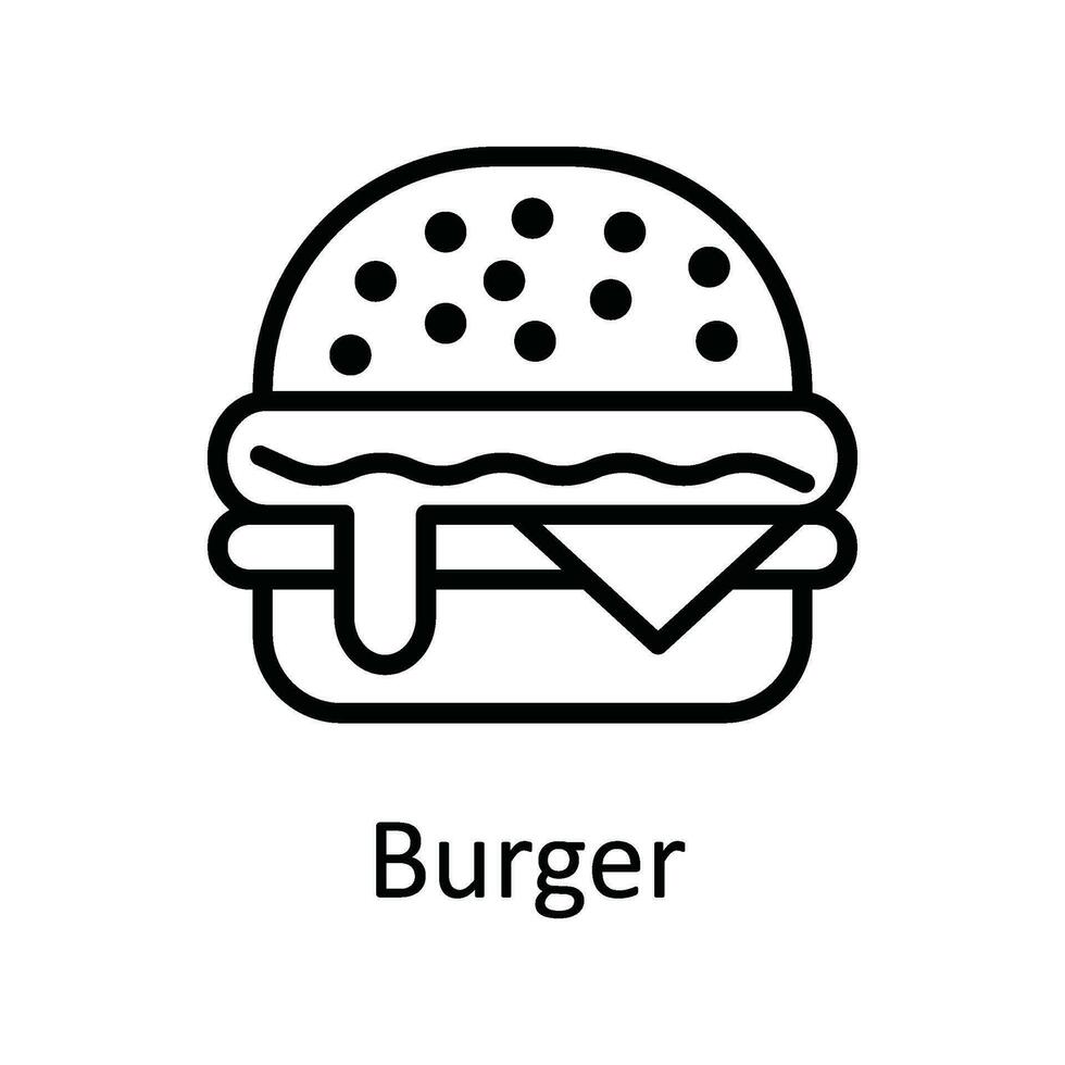 Burger vecteur contour icône conception illustration. nourriture et les boissons symbole sur blanc Contexte eps dix fichier