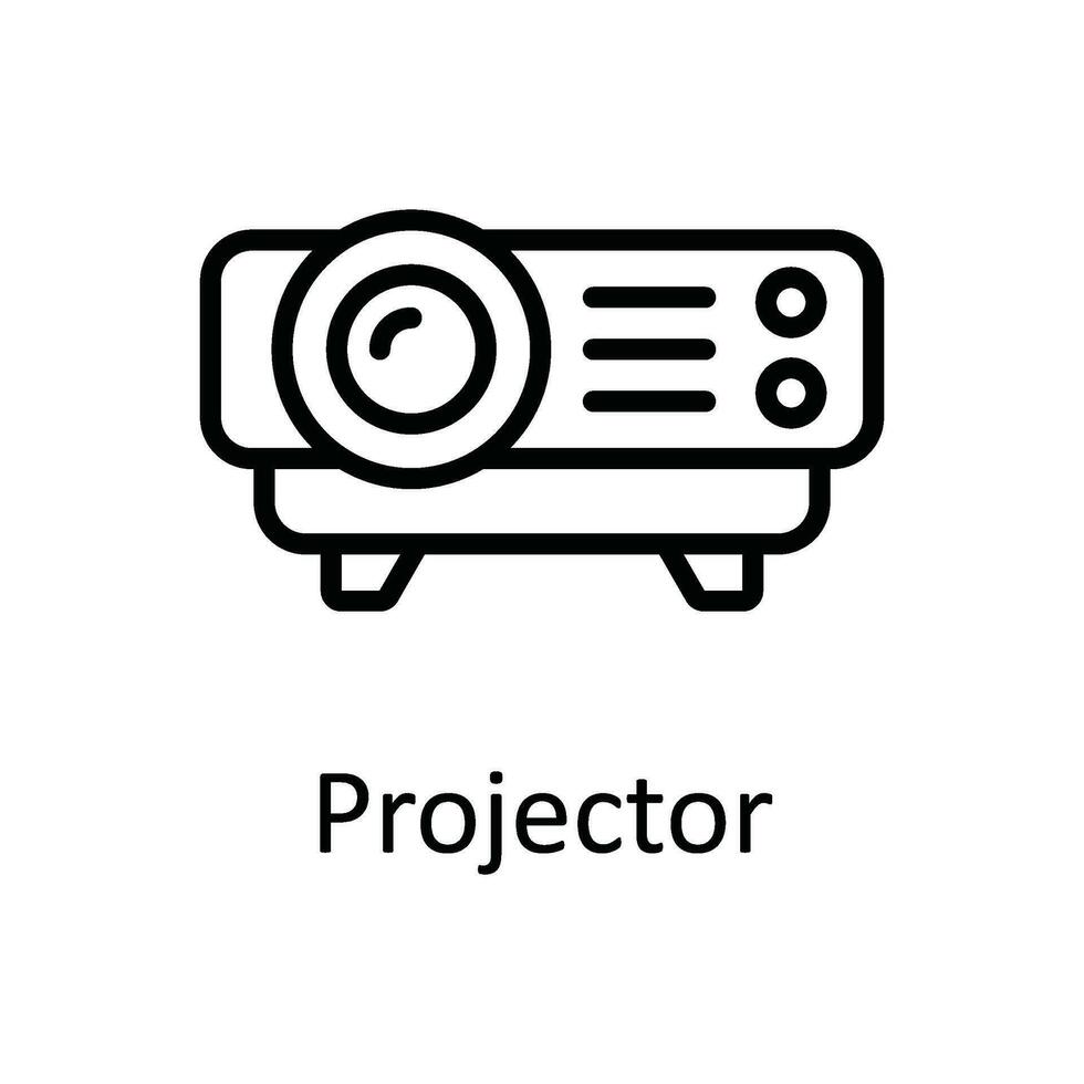 projecteur vecteur contour icône conception illustration. multimédia symbole sur blanc Contexte eps dix fichier