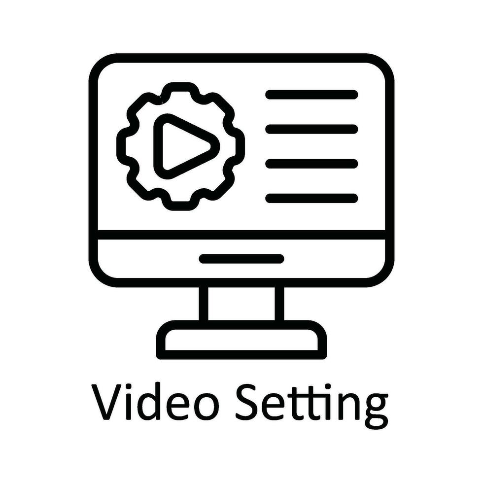 vidéo réglage vecteur contour icône conception illustration. en ligne diffusion symbole sur blanc Contexte eps dix fichier
