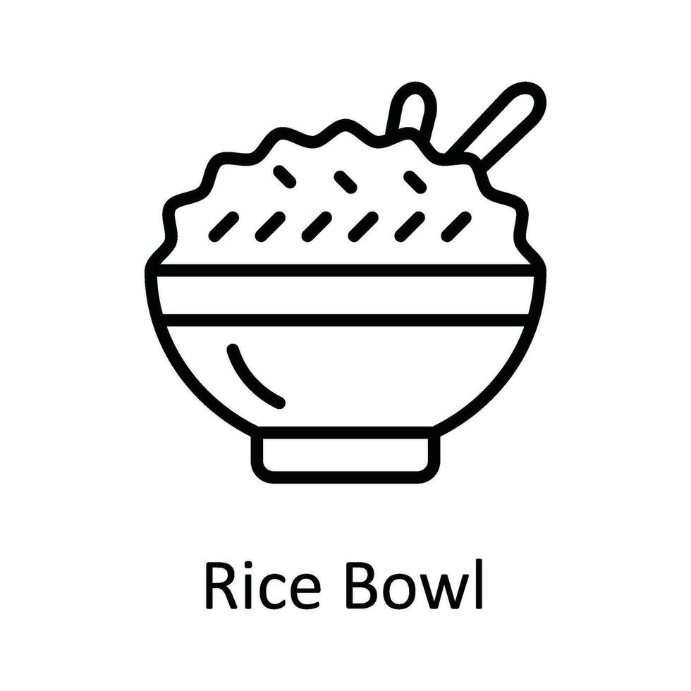 riz bol vecteur contour icône conception illustration. nourriture et les boissons symbole sur blanc Contexte eps dix fichier