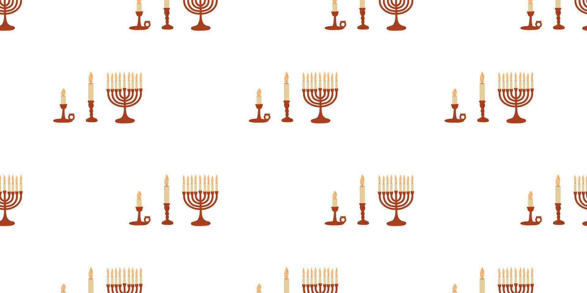 sans couture modèle avec une chandelier avec une bougie et une Hanoukka menorah vecteur