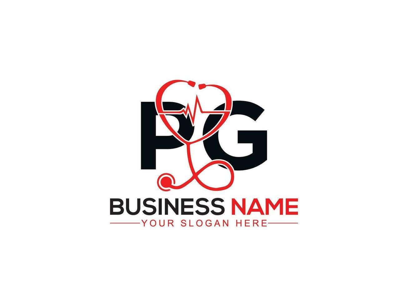 Créatif pg cardiologie médecins logo, monogramme battement de coeur pg logo lettre conception vecteur