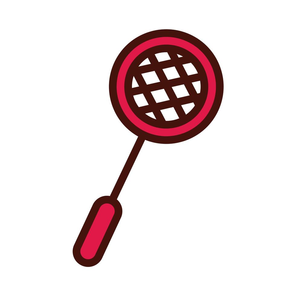ligne de raquette de badminton sport et icône de remplissage vecteur