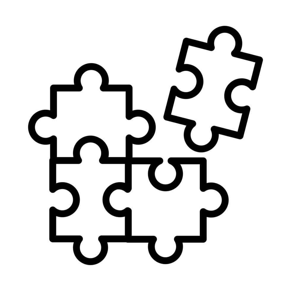 icône de style de ligne de pièces de jeu de puzzle vecteur