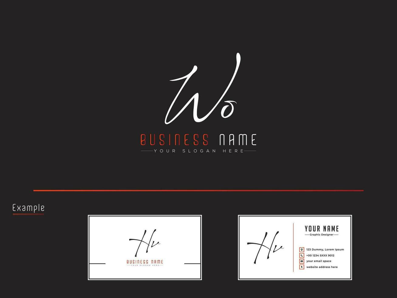 luxe wo logo icône, affaires carte et Signature wo logo lettre vecteur art