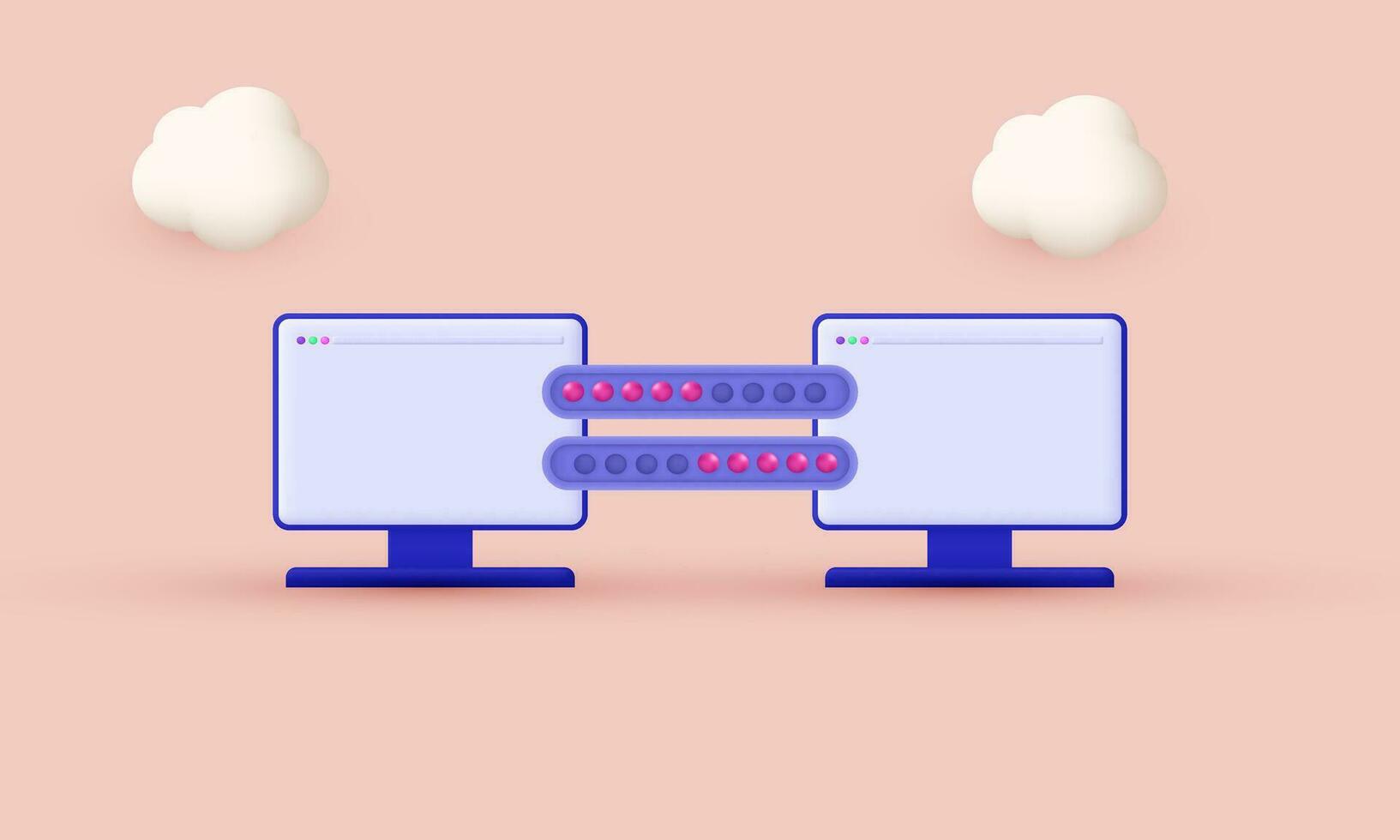 illustration vecteur 3d fichier partage Les données un service numérique symboles isolé sur Contexte