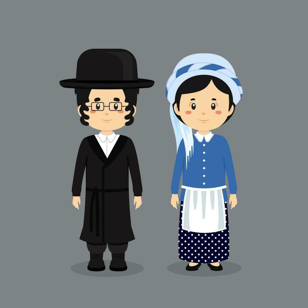 couple personnage portant Israël nationale robe vecteur