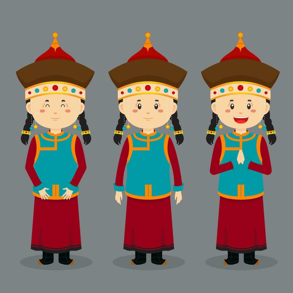 avatar de une mongol avec divers expression vecteur