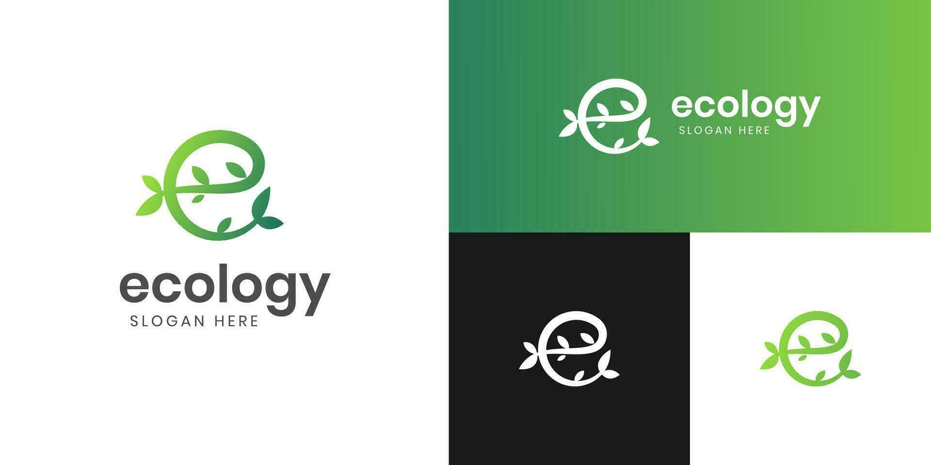 lettre e écologie logo icône conception avec feuille ou la nature vert plante graphique élément, symbole pour Terre journée logo, la nature produit étiquette vecteur