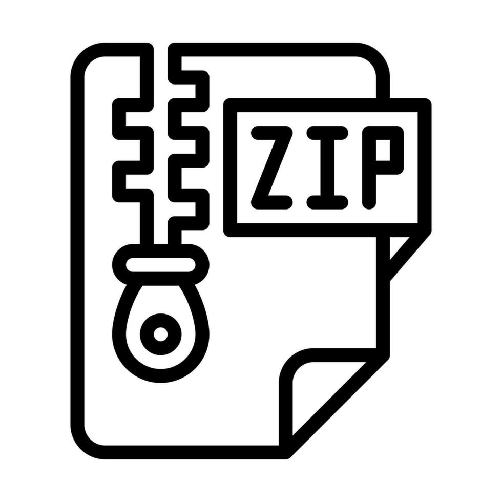 icône de ligne de fichier zip vecteur