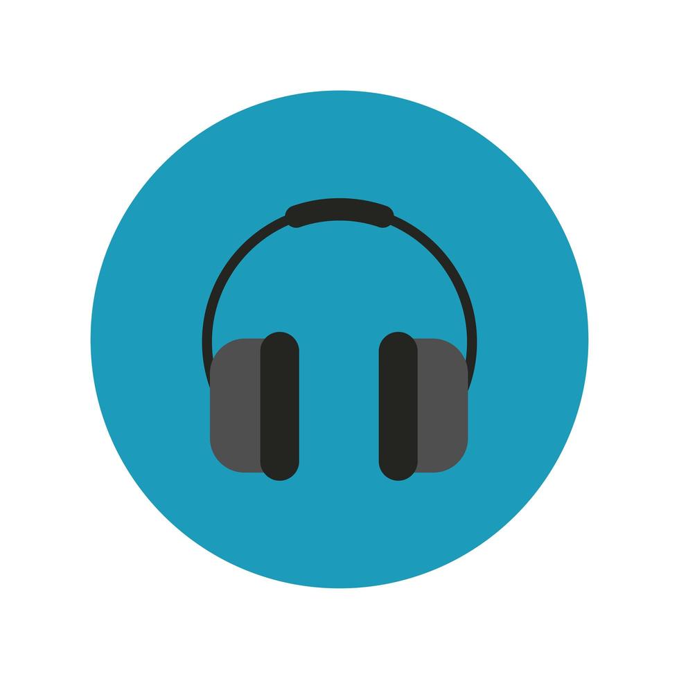 bloc audio des écouteurs et icône de style plat vecteur