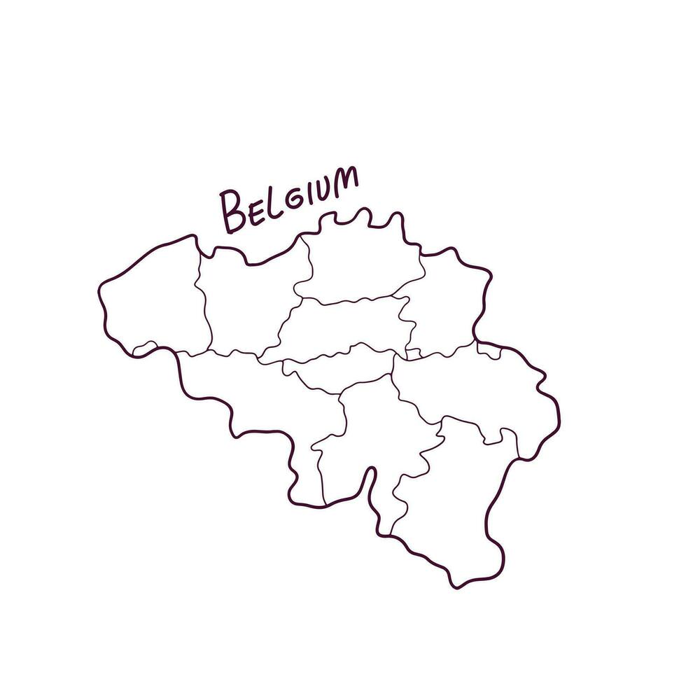 main tiré griffonnage carte de Belgique. vecteur illustration