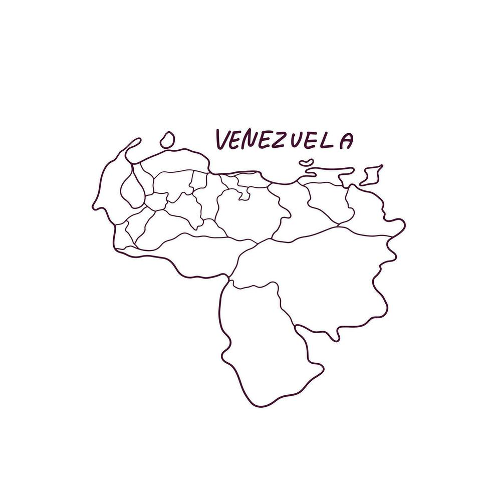 main tiré griffonnage carte de Venezuela. vecteur illustration