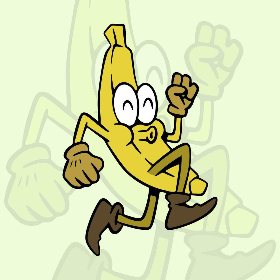 banane fruit rétro mascotte illustration vecteur