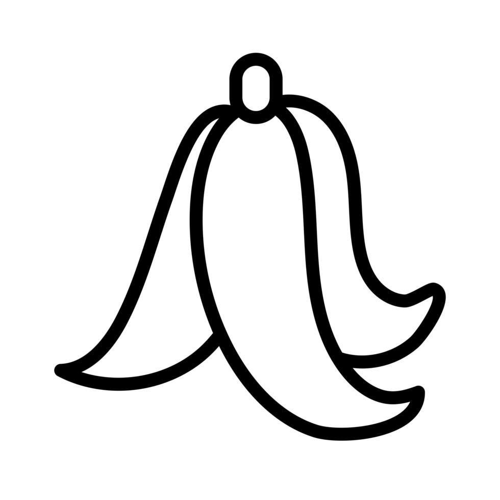 icône de style de ligne de peau de banane vecteur
