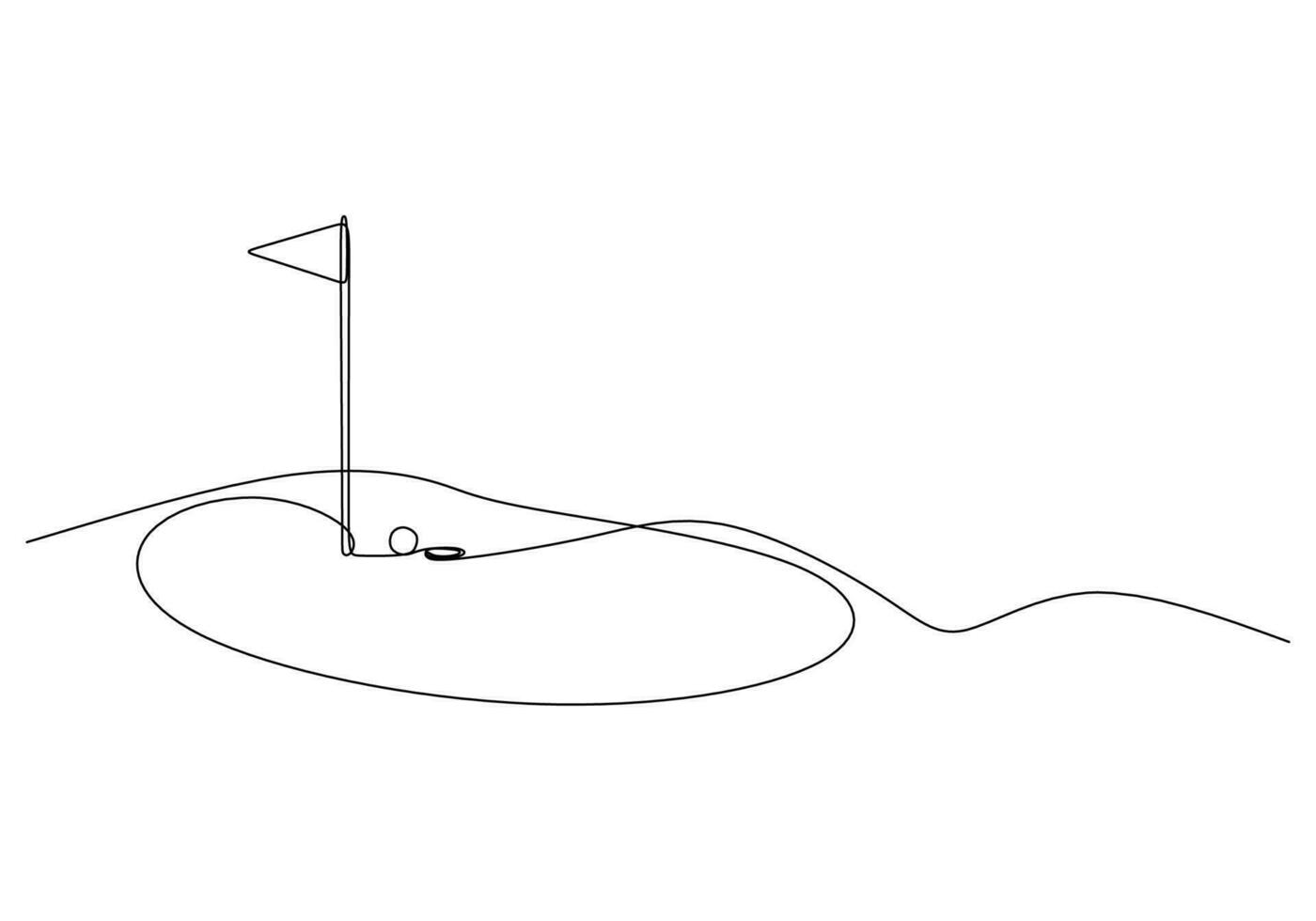 mini le golf Balle un ligne dessin continu main tiré sport thème vecteur