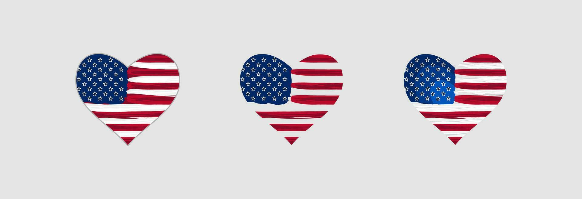 Etats-Unis drapeau dans cœur forme. vecteur