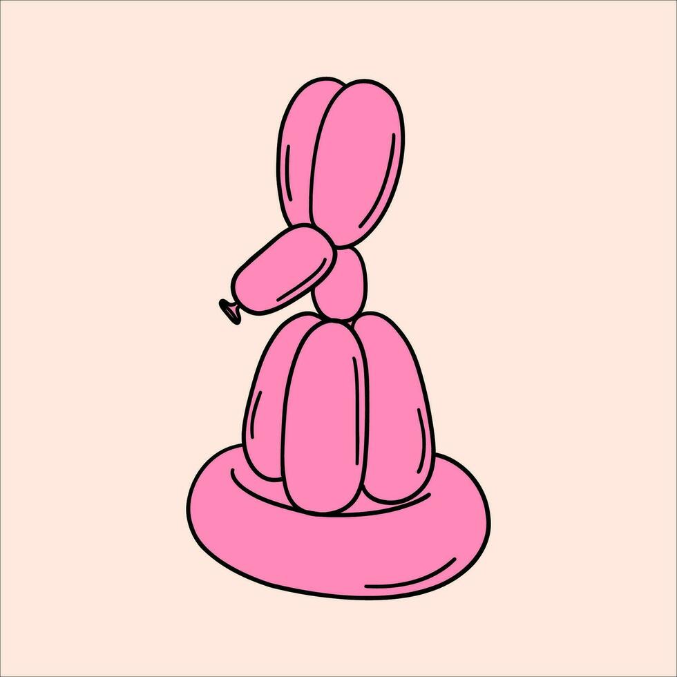 rose dessin animé ballon lapin vecteur