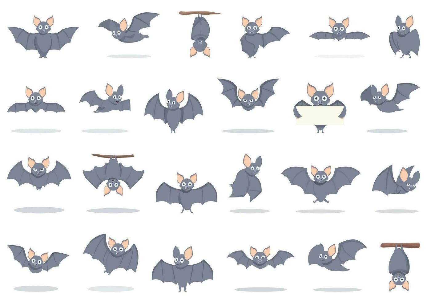 chauve souris Icônes ensemble dessin animé vecteur. animal vampire vecteur