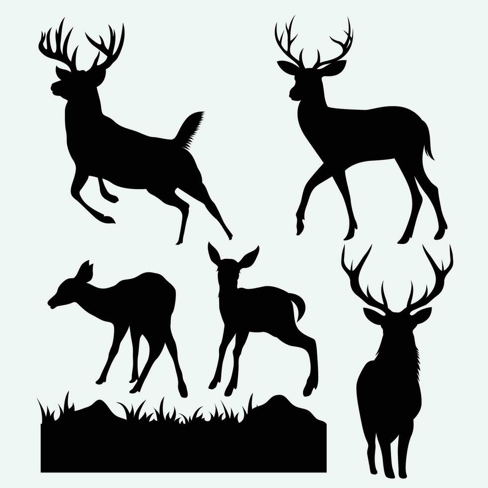 collection de silhouettes de cerfs vecteur