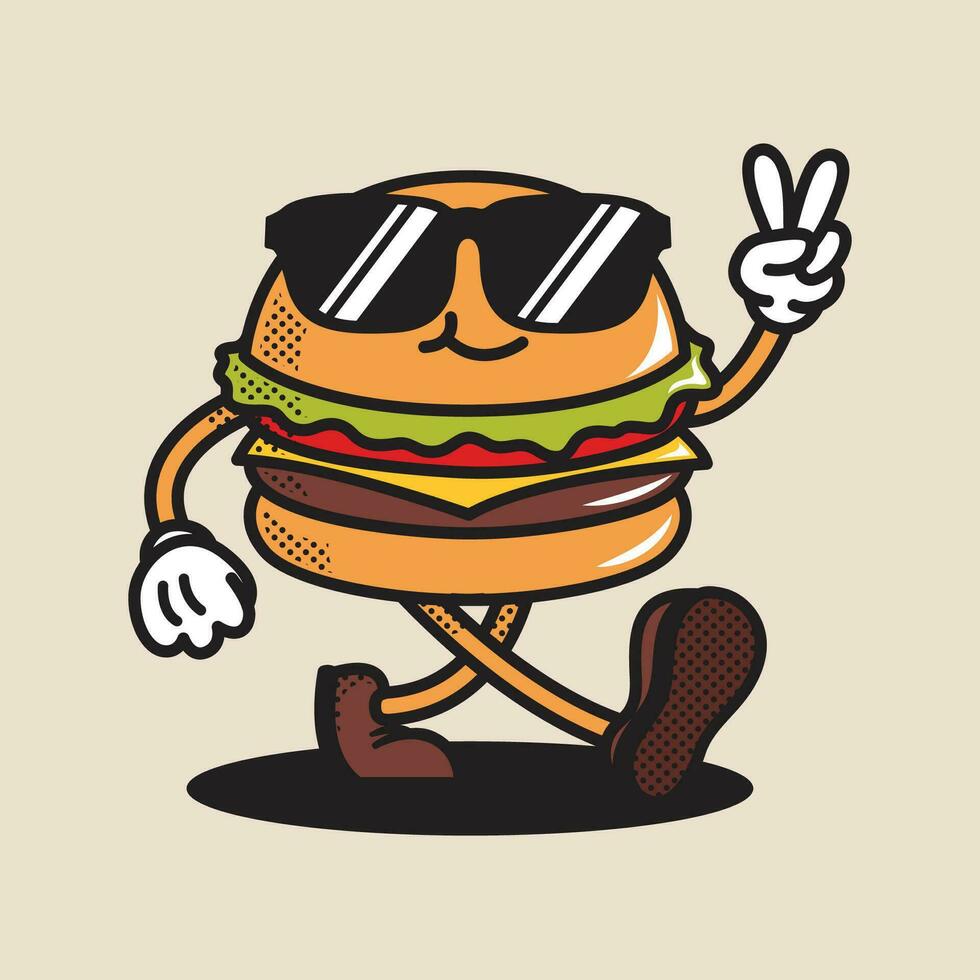 cool mascotte Burger vecteur