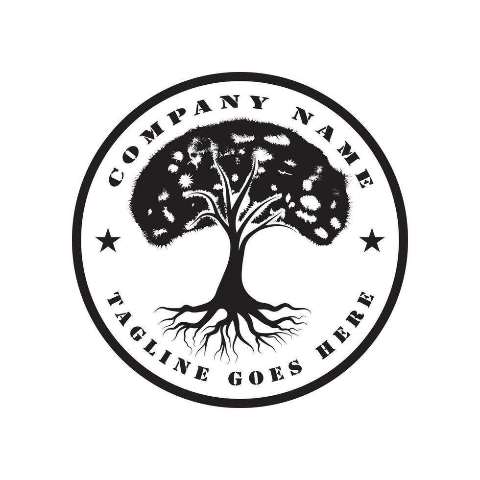 racine feuille famille arbre de la vie chêne banian érable timbre joint emblème étiquette logo vecteur