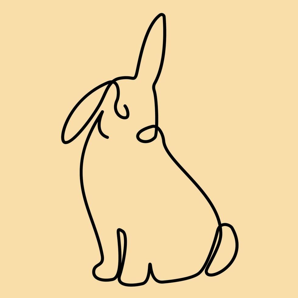 continu un ligne lapin ou lapin. silhouette animal thème, symbole de 2023 par chinois horoscope. vecteur illustration Nouveau an.