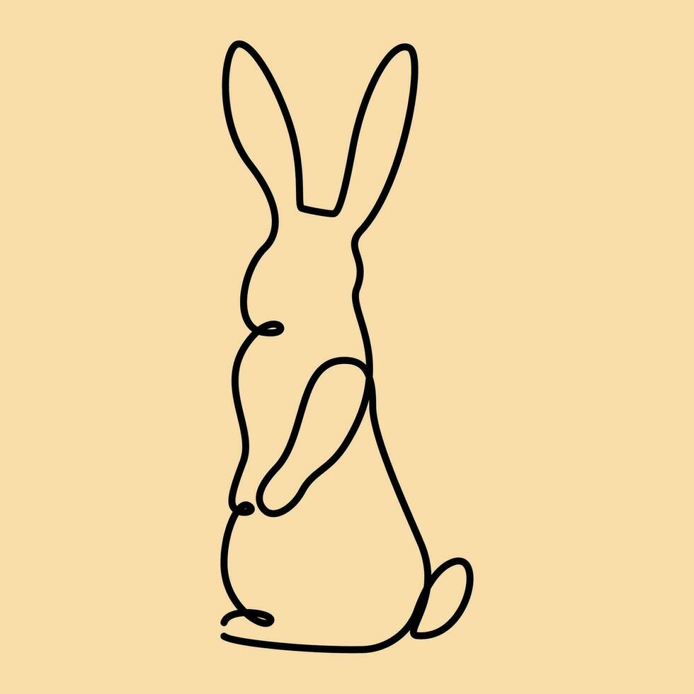 continu un ligne lapin ou lapin. silhouette animal thème, symbole de 2023 par chinois horoscope. vecteur illustration Nouveau an.