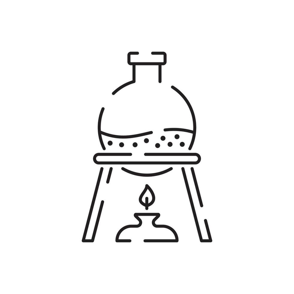 chimie et laboratoire en relation ligne icône. science et scientifique équipement linéaire icône. laboratoire et expérience contour vecteur signe la biologie. tester instruments.