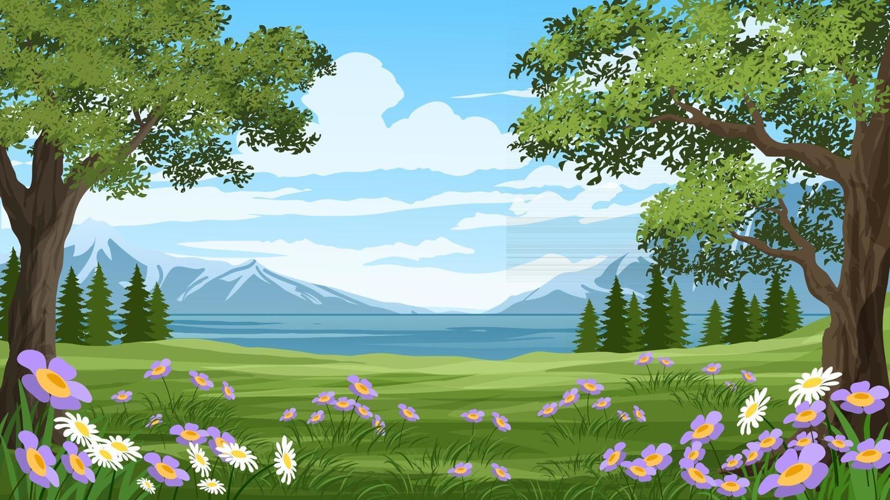paysage vectoriel d'été ou de printemps