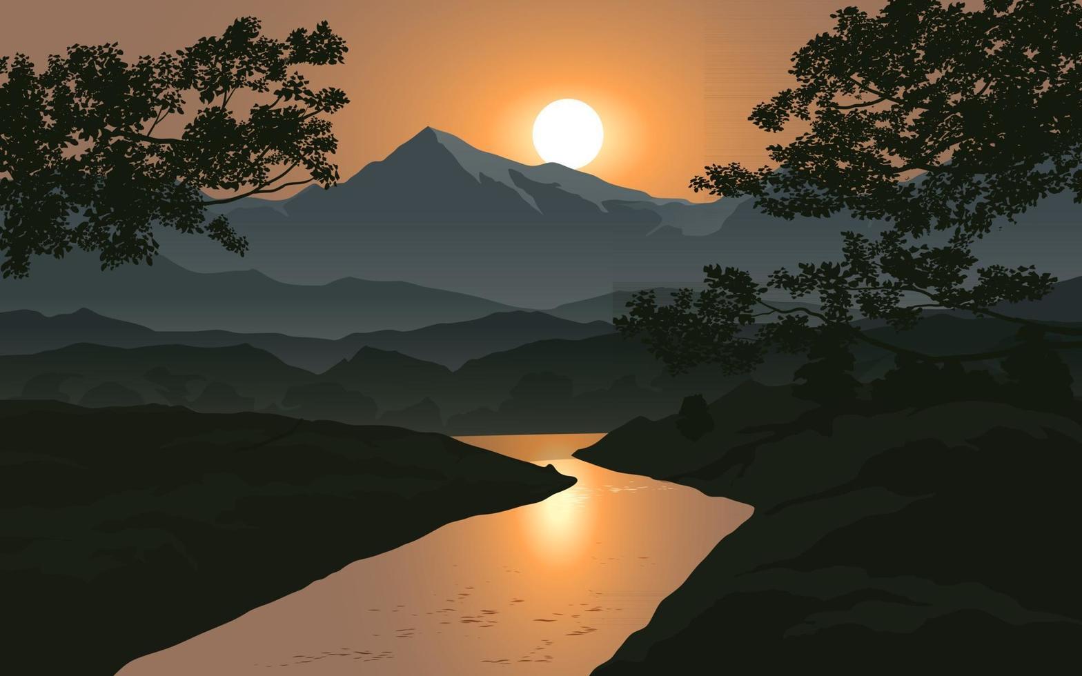 illustration de silhouette de forêt de montagne vecteur