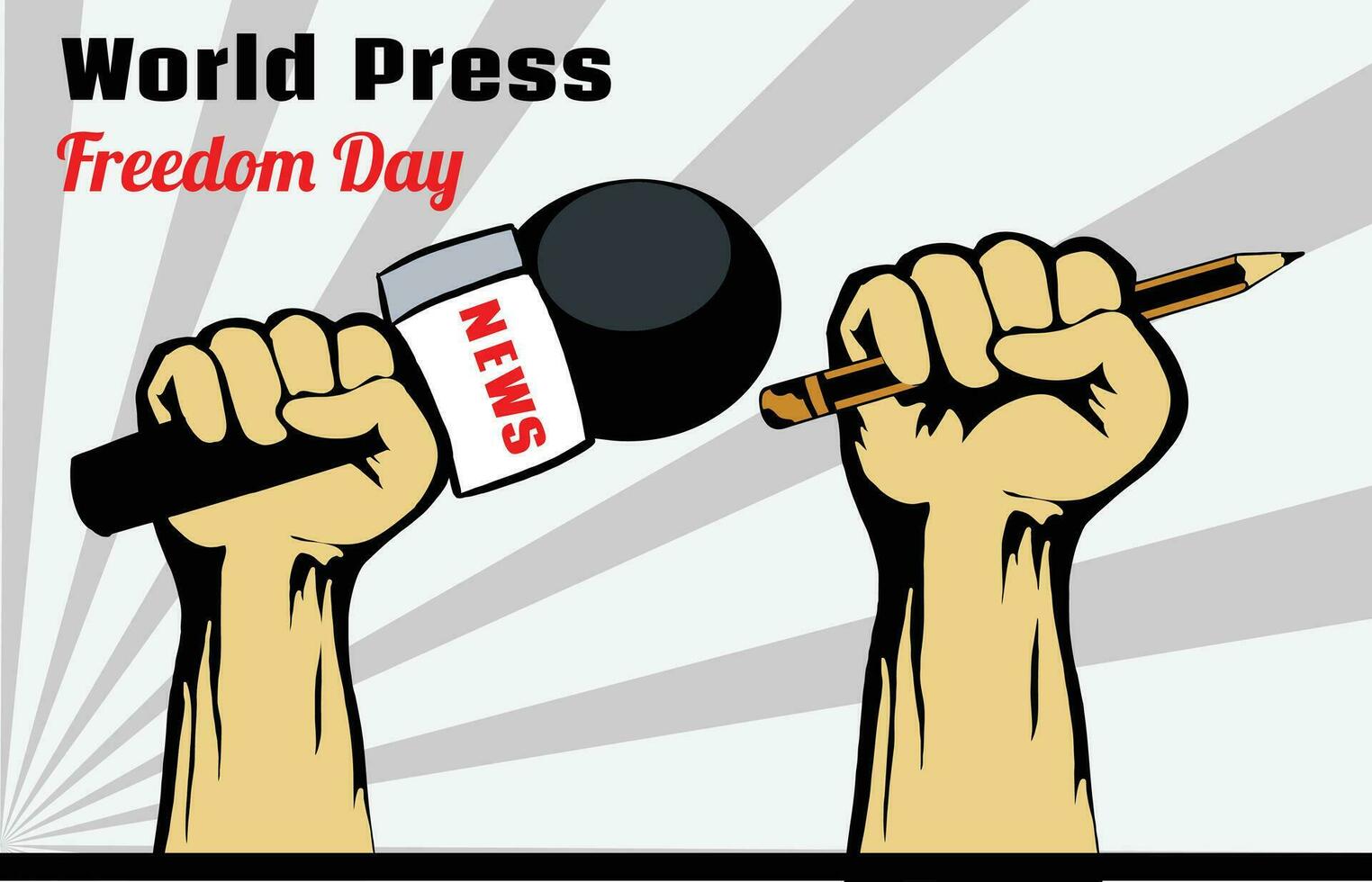 vecteur illustration de une main en portant une microphone avec cassé chaîne, comme une bannière, affiche ou modèle pour monde presse liberté journée.