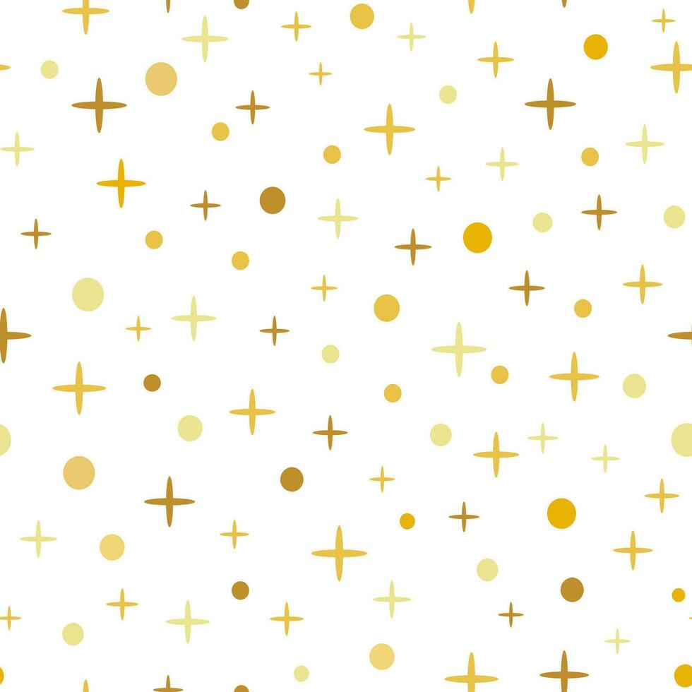 lumière sans couture modèle décoré d'or étoiles Jaune polka point sur blanche. vecteur illustration fond d'écran, envelopper, tissu, textile, tissu ou paquet conception. bébé douche Contexte ou invitation modèle