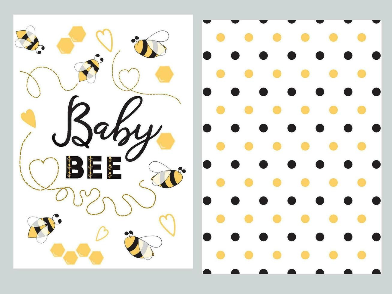 mignonne bannière conception ensemble avec texte bébé abeille avec mignonne main tiré abeille mon chéri sucré cœur Jaune noir polka point abeille modèle Contexte l'amour carte signe affiche logo étiquette impression vecteur illustration.