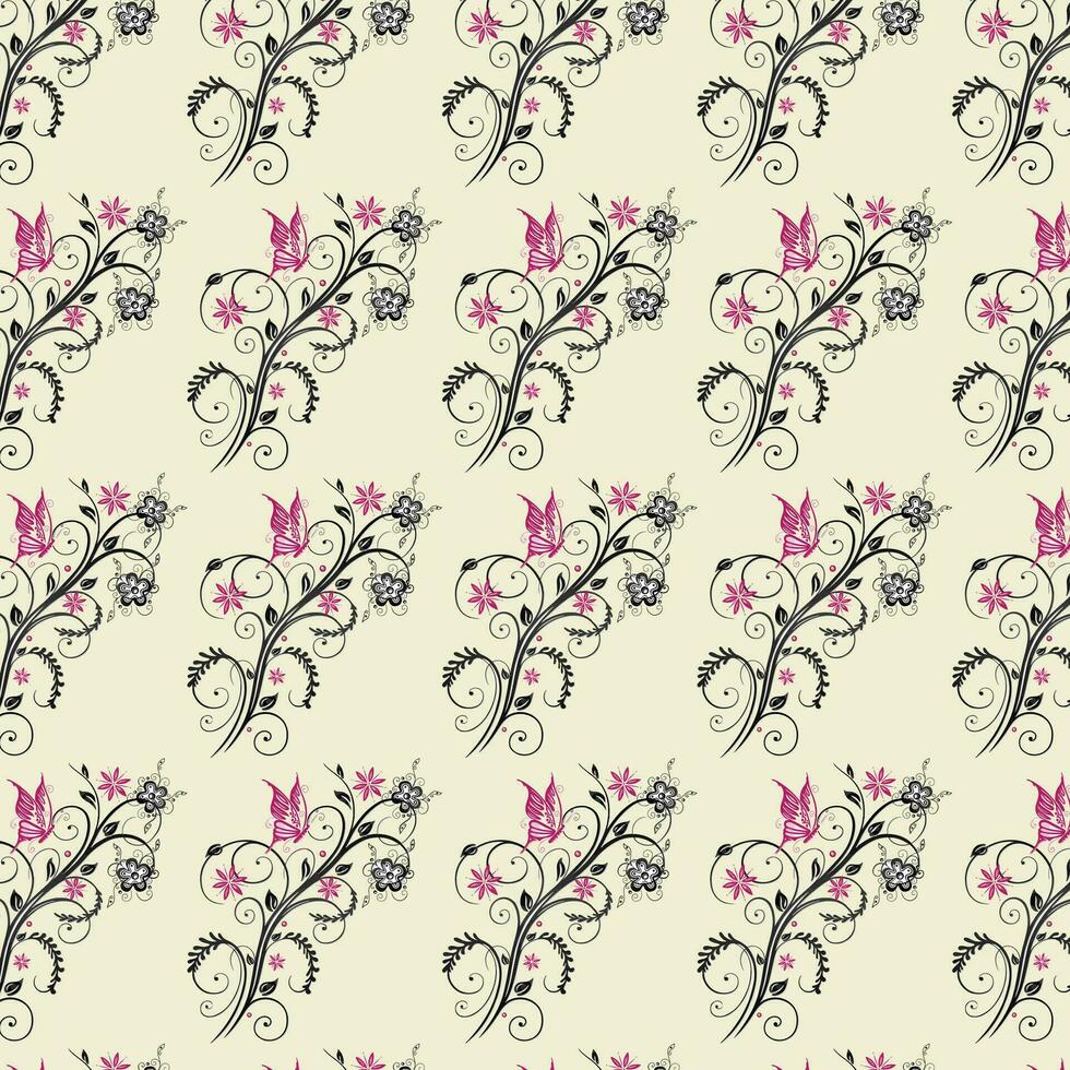 illustration vectorielle d'un motif floral harmonieux avec des oiseaux mignons au printemps pour mariage, anniversaire, anniversaire et fête. conception pour bannière, affiche, carte, invitation et album vecteur