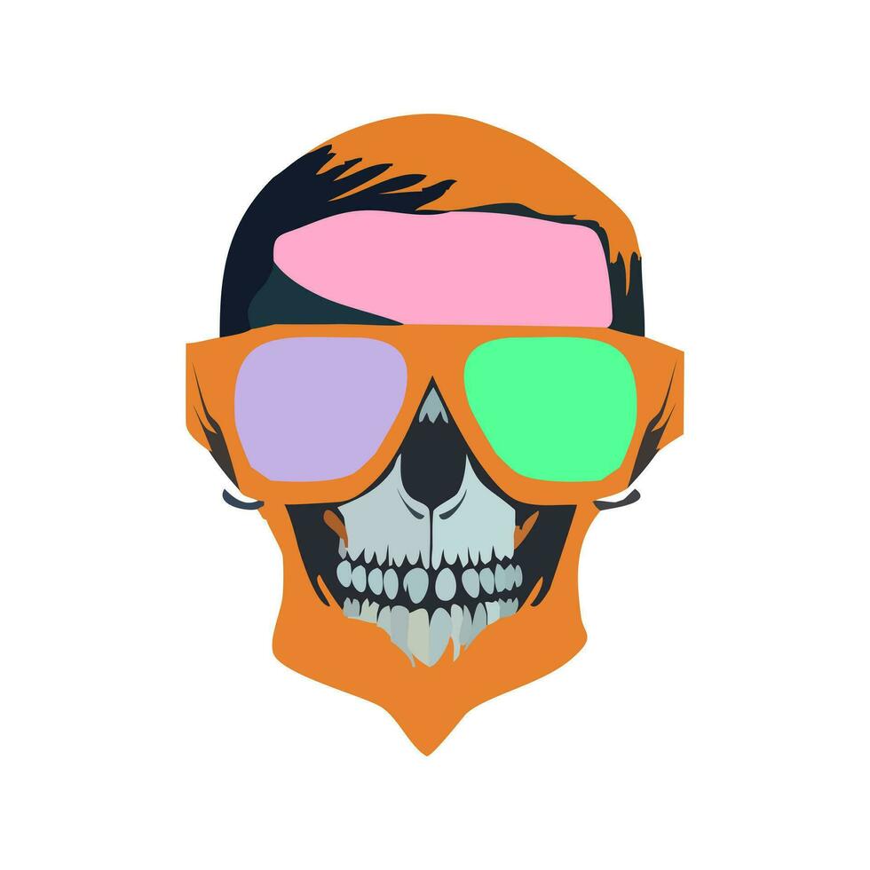portrait de crâne portant une des lunettes de soleil vecteur illustration
