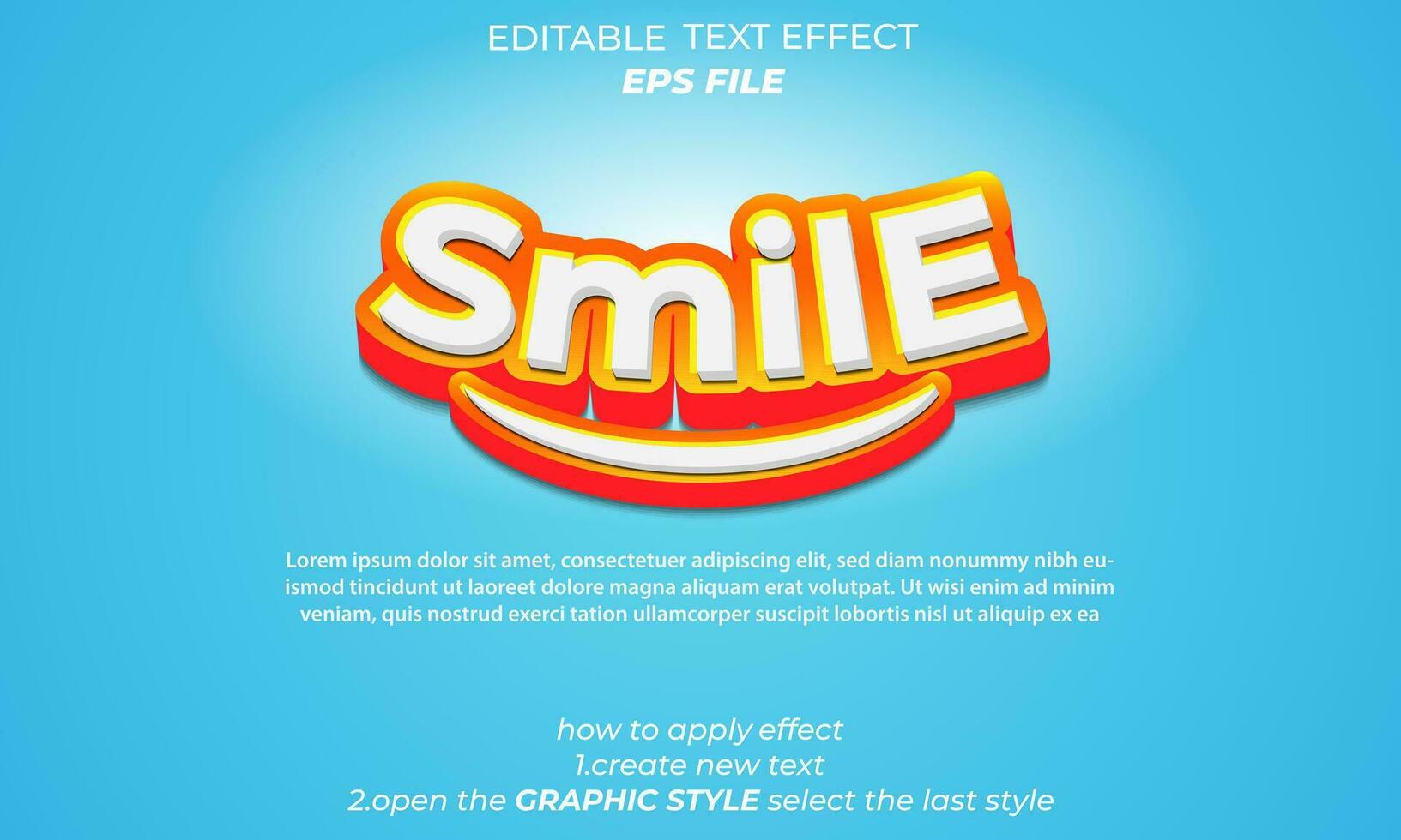 sourire texte effet, typographie, 3d texte vecteur