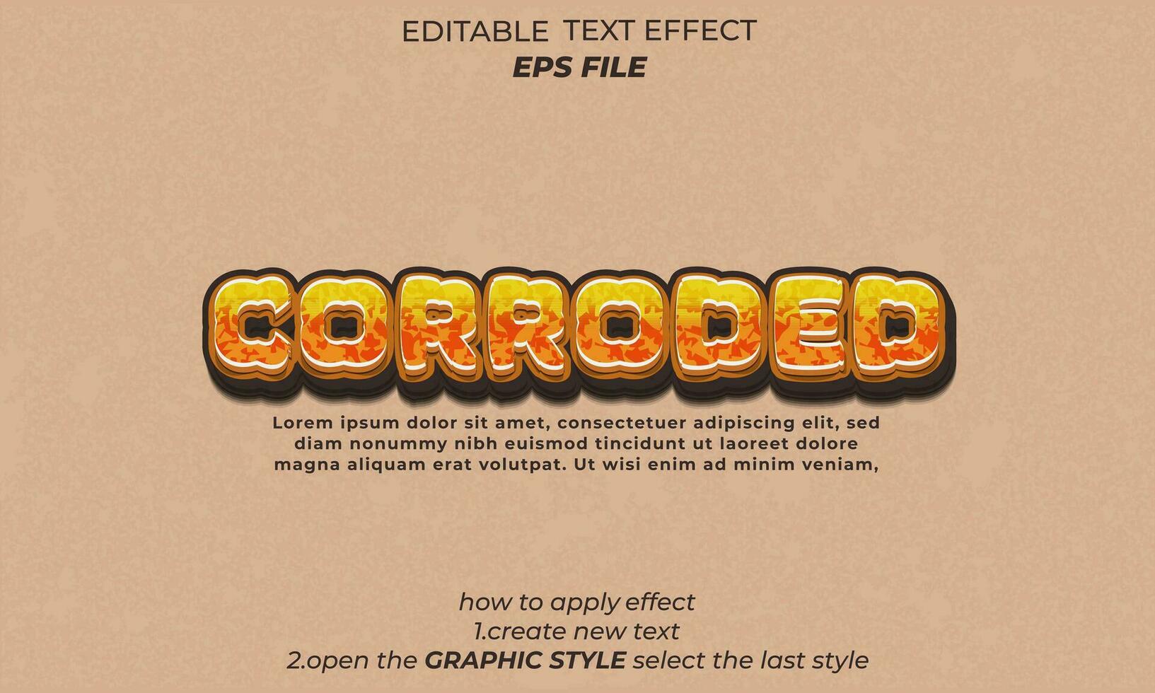 corrodé texte effet, typographie, 3d texte vecteur