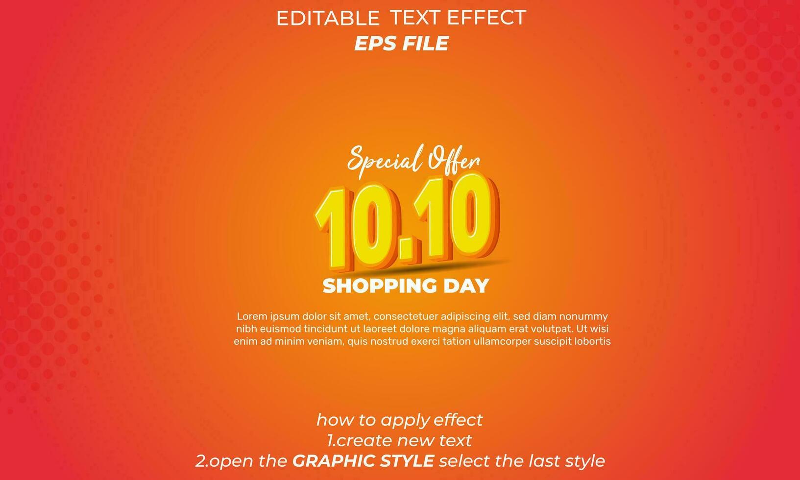 10.10 achats journée anniversaire texte effet, 3d texte, modifiable pour commercial promotion vecteur
