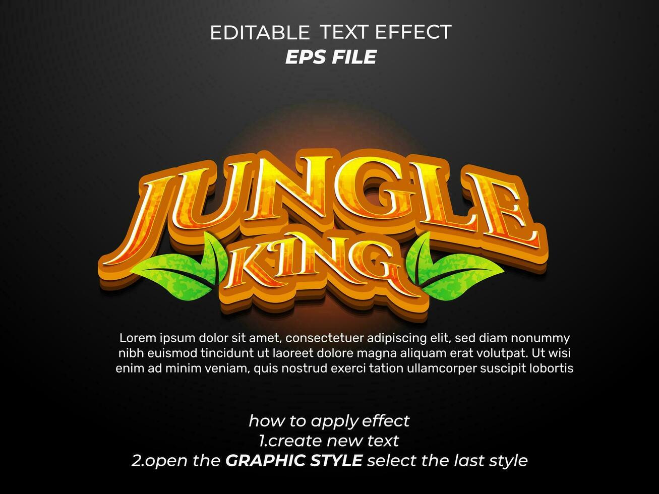 jungle Roi texte effet typographie, 3d texte. vecteur modèle