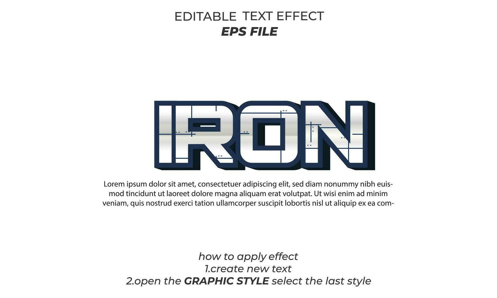 le fer texte effet, typographie, 3d texte. vecteur