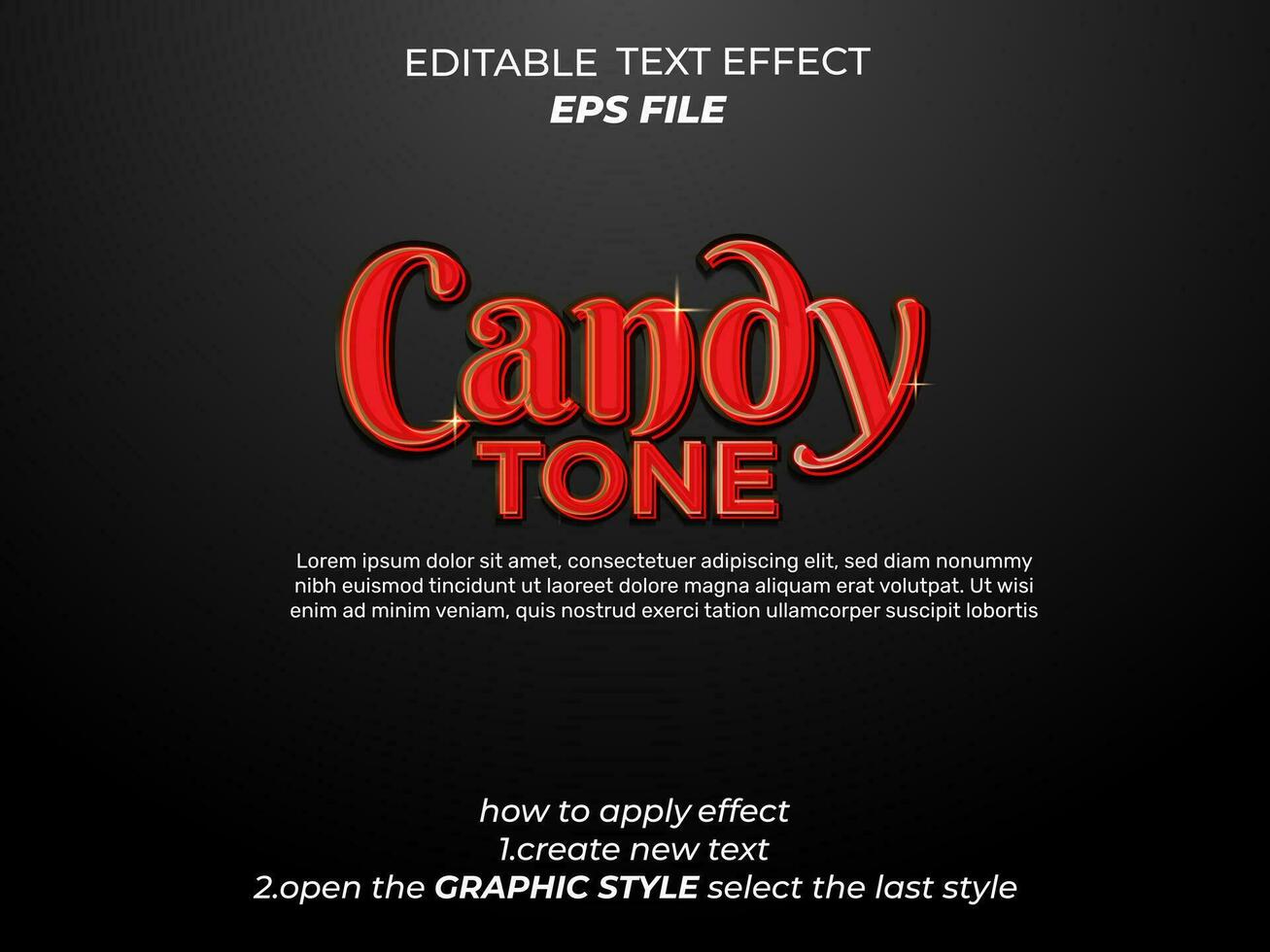 bonbons texte effet typographie, 3d texte. vecteur modèle