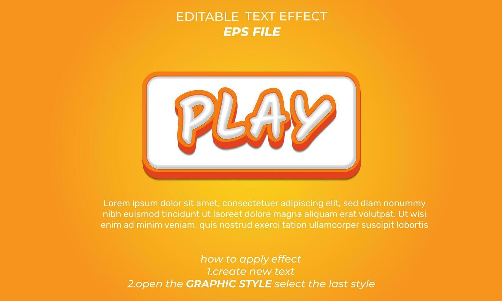 jouer texte effet, typographie, 3d texte. vecteur modèle