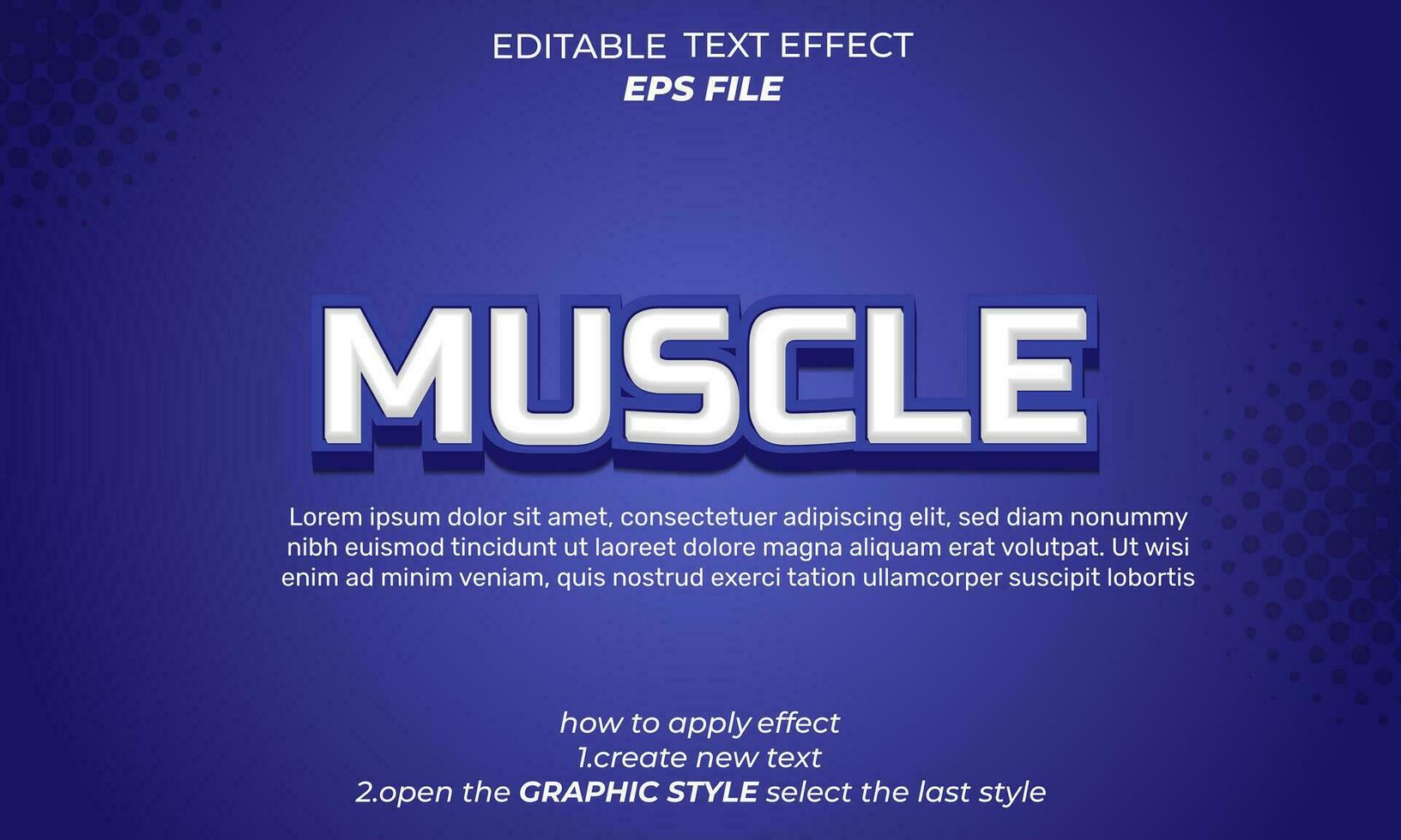 muscle texte effet typographie, 3d texte. vecteur modèle