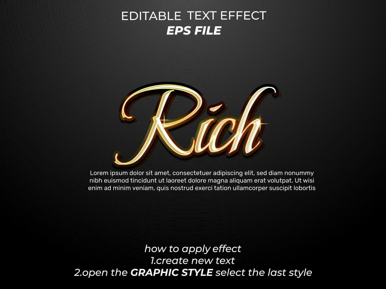 riches texte effet, typographie, 3d texte vecteur